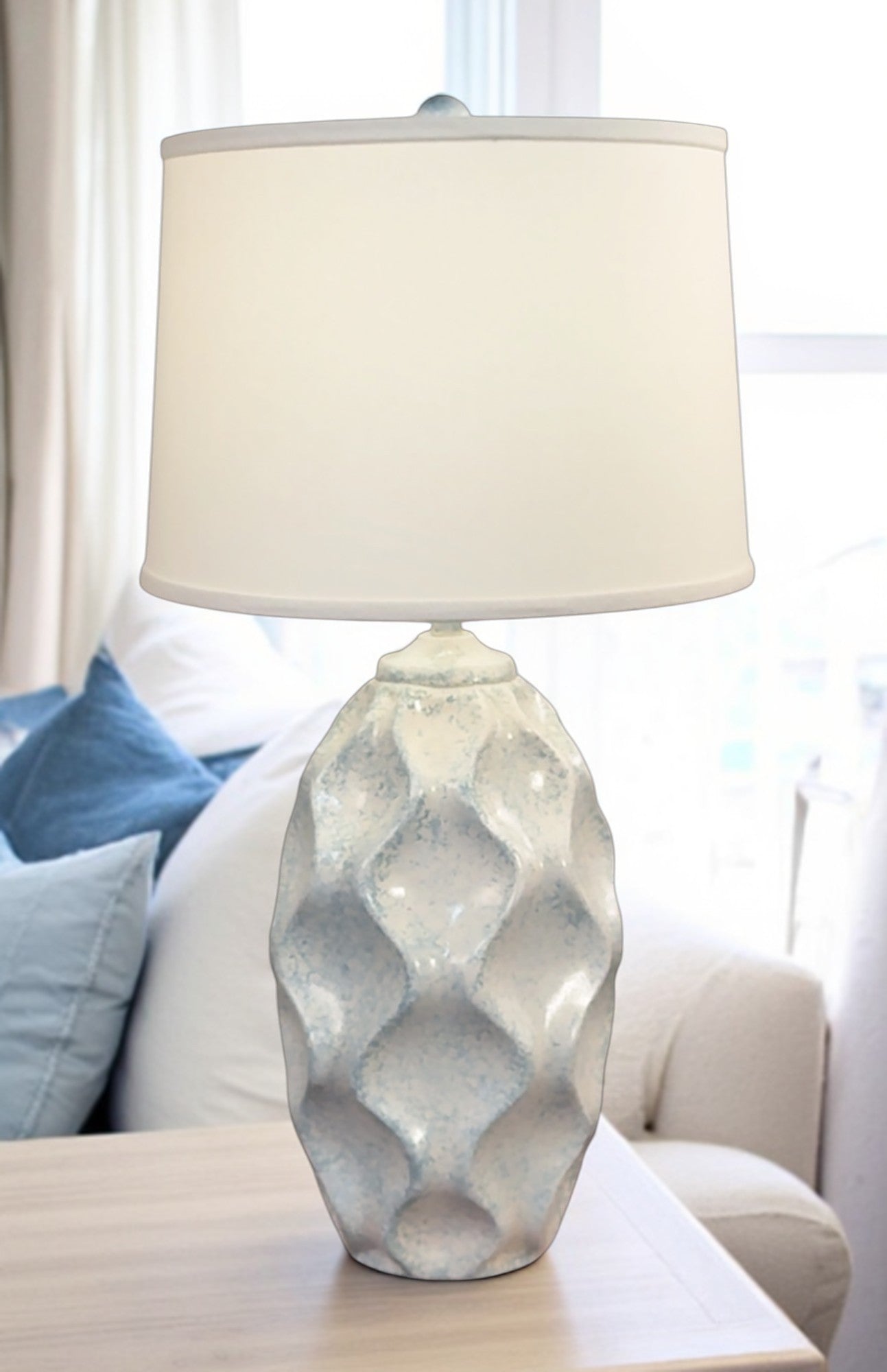 Sponged Nude/Seaside Villa Wavy Large Fluted Vase