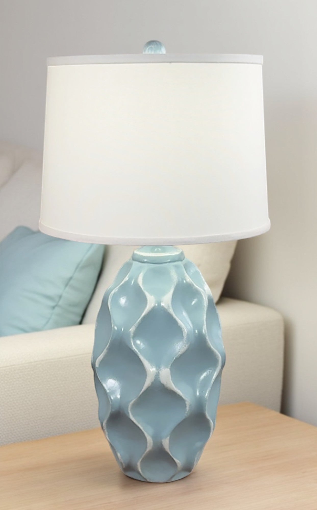 Washed Seaside Villa Wavy Large Fluted Vase