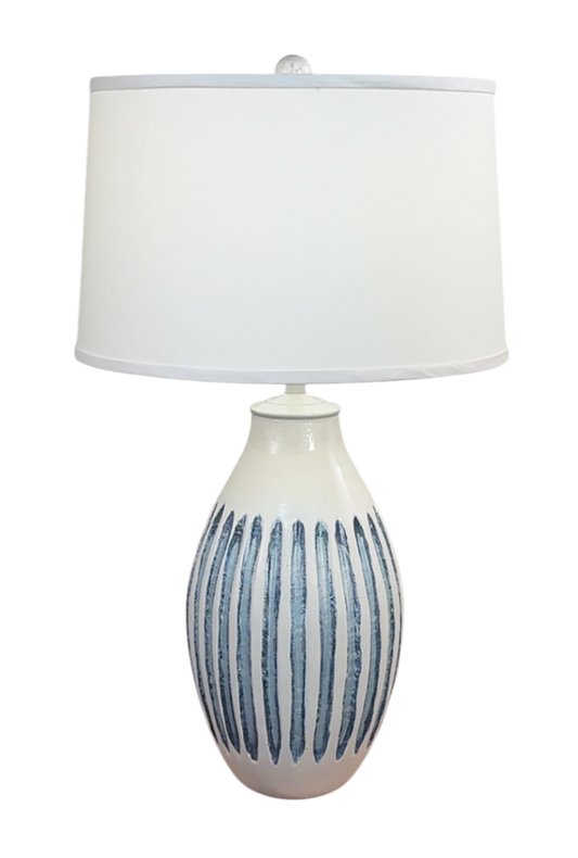 Weathered Ivory/Navy/Seaside Villa Large Vase with Wide Indentions