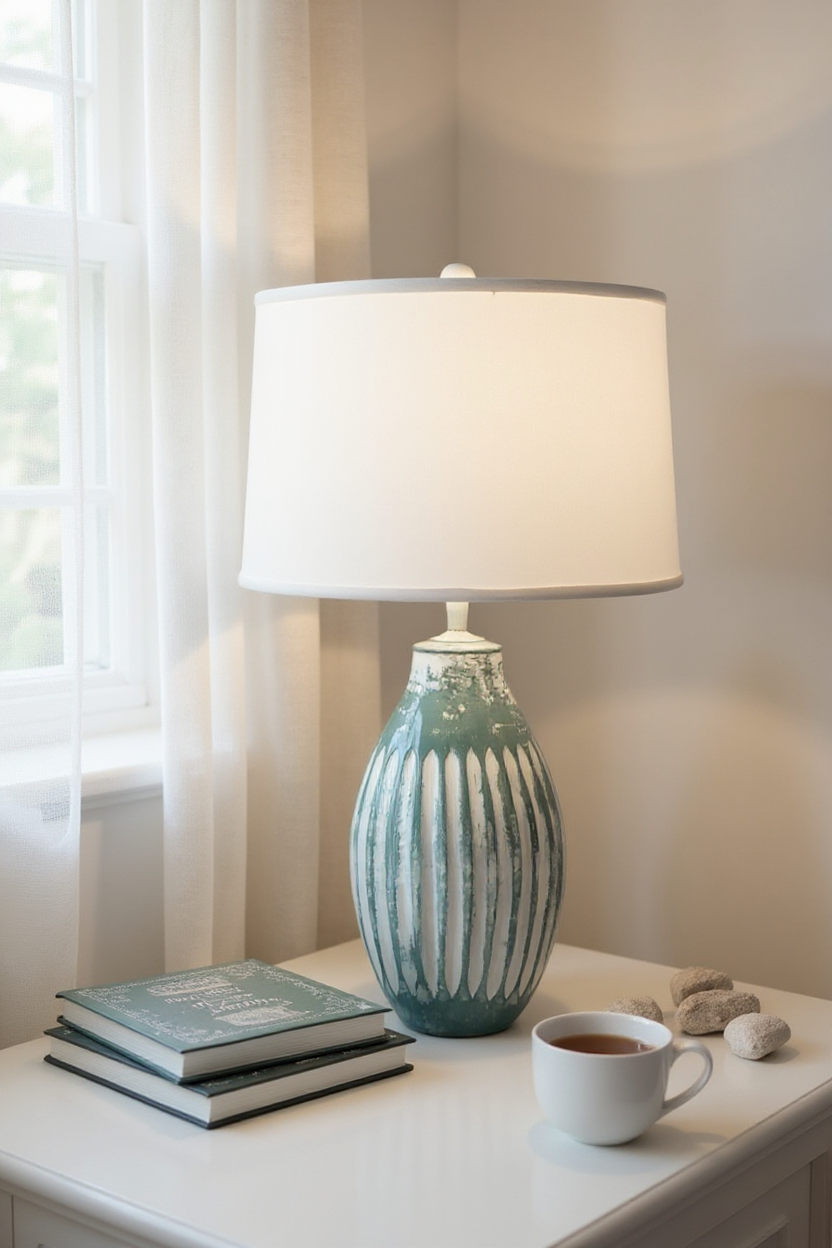 Distressed Nude/Leaf Large Vase with Wide Indentions