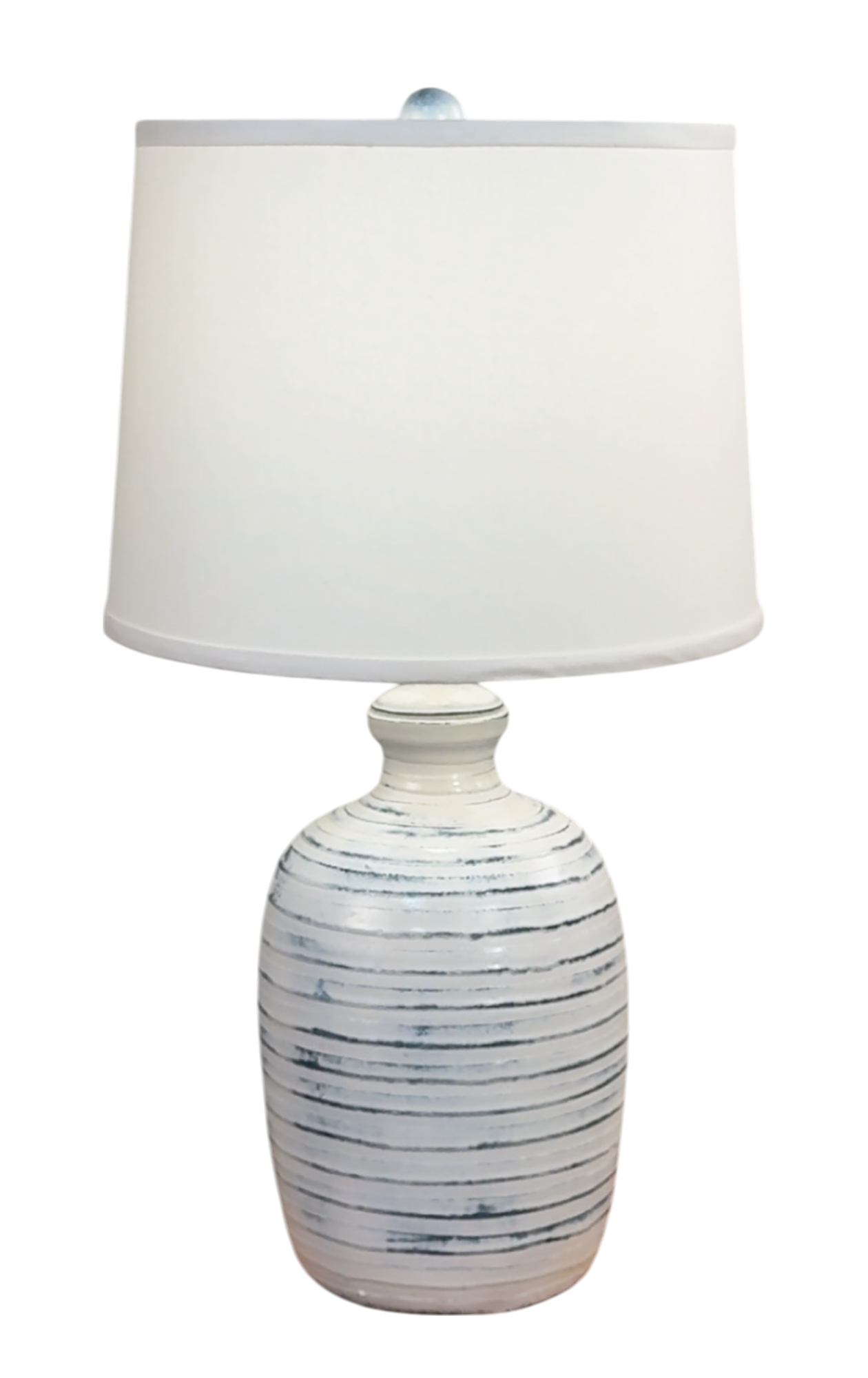 Farmhouse Navy Bee Hive Table Lamp w/ Off White Shade