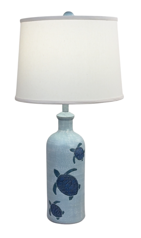 Weathered Seaside Villa Etched Turtle Table Lamp