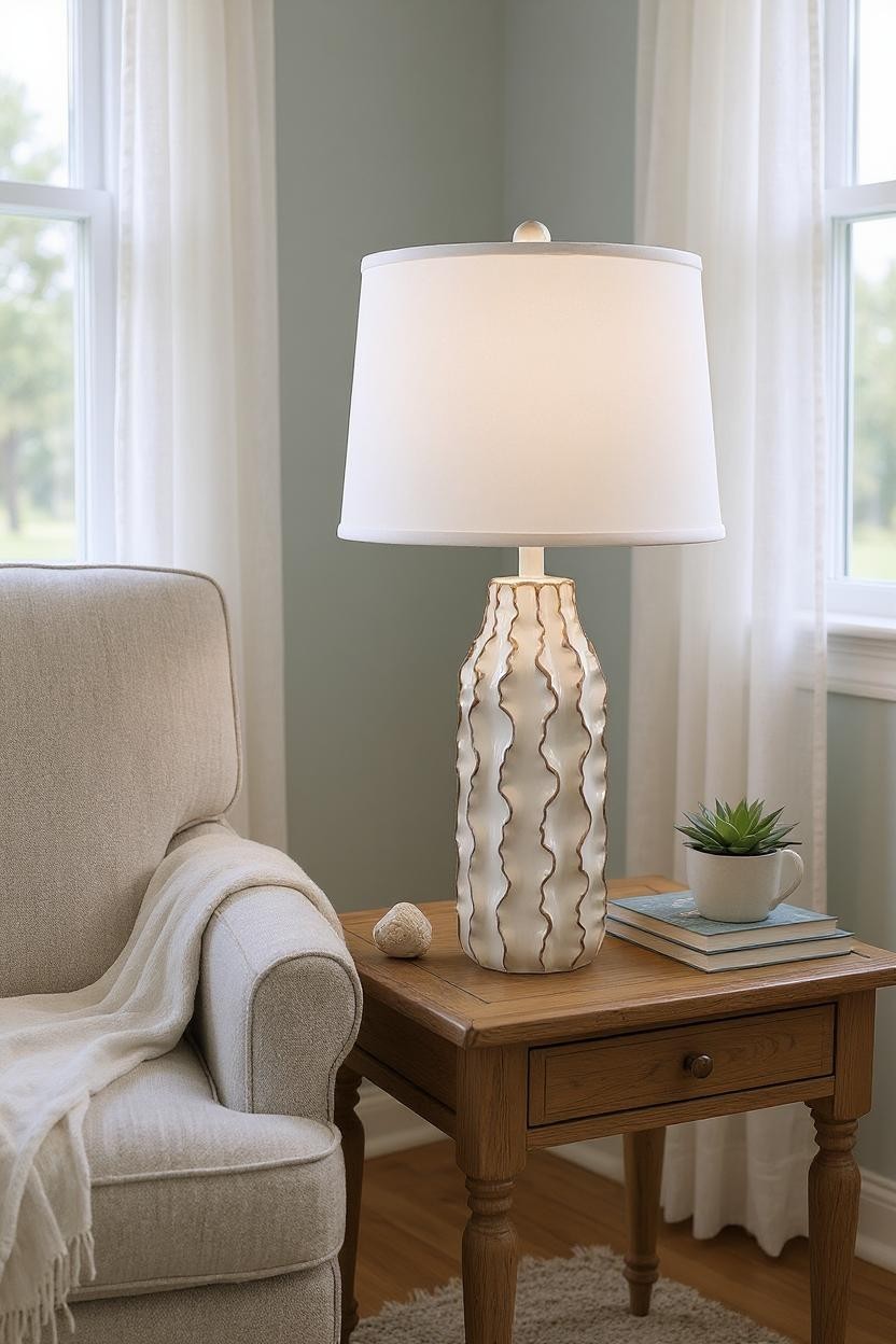 NUDE/GOLD FLUTED WAVE TABLE LAMP
