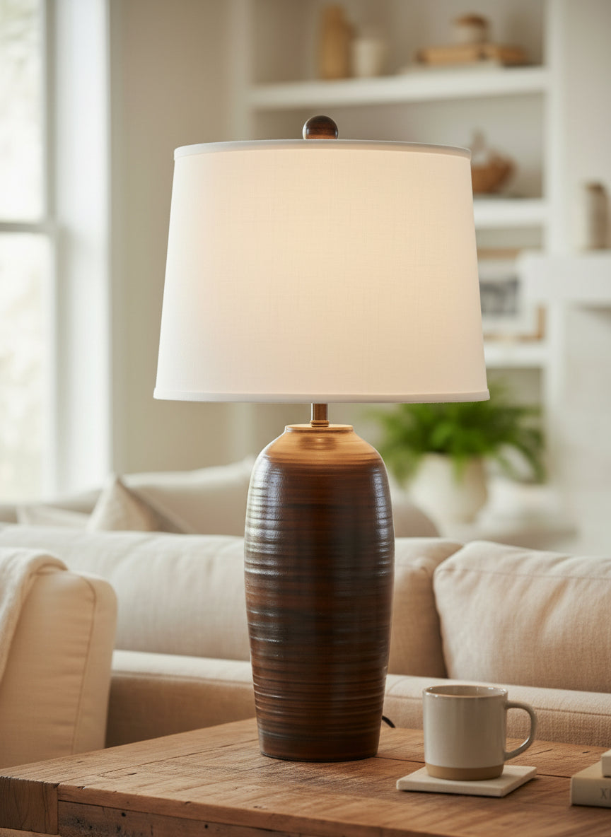 Distressed Camel Tall Indented Ginger Jar - Coast Lamp Shop