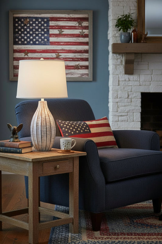Distressed Americana Fluted Tear Drop Table Lamp