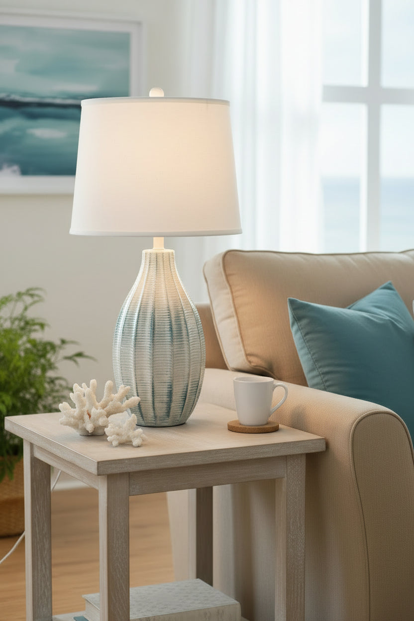 Nude/Sea Fluted Tear Drop Table Lamp (Copy)