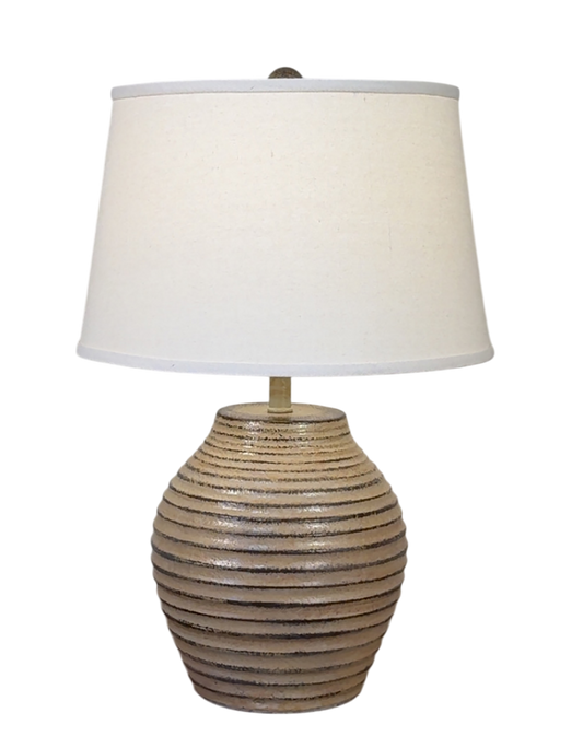 Rustic Short Round Ribbed Vase Table Lamp