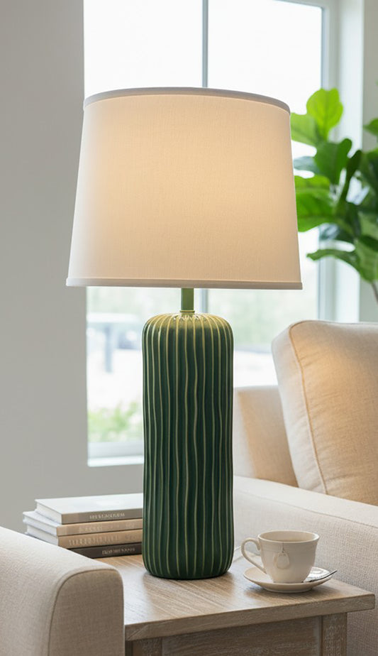 Leaf/Sisal Cascading Ridge Table Lamp