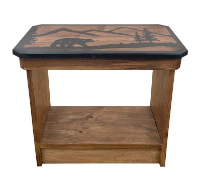 Bear Scene 24" Accent Table with Cubby