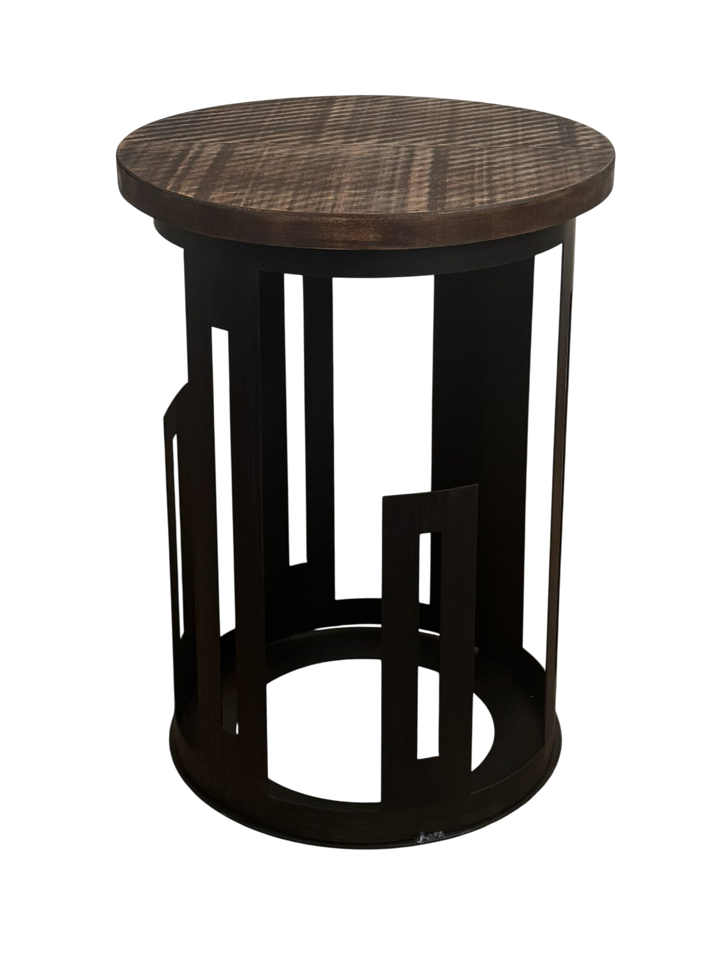 Black/Rough Stain Mission Style Cylinder End Table