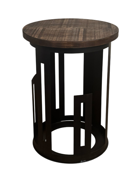 Black/Rough Stain Mission Style Cylinder End Table