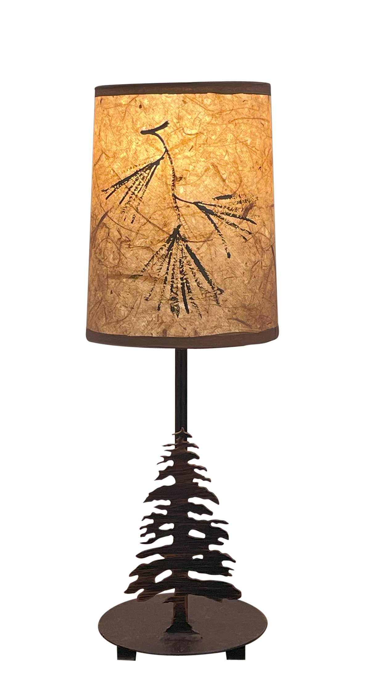Mini Iron Pine Tree Lamp w/ Round Base