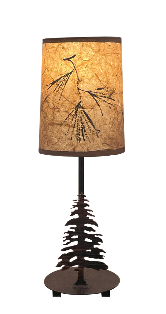 Mini Iron Pine Tree Lamp w/ Round Base