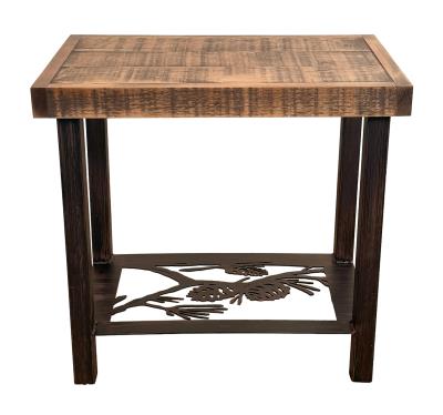 Burnt Sienna/Rough Sawn Pine Cone Rectangle Side Table