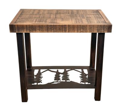 BURNT SIENNA IRON TREES RECTANGLE SIDE TABLE