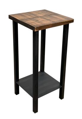 Kodiak/Rough Sawn Square Drink Table with Shelf
