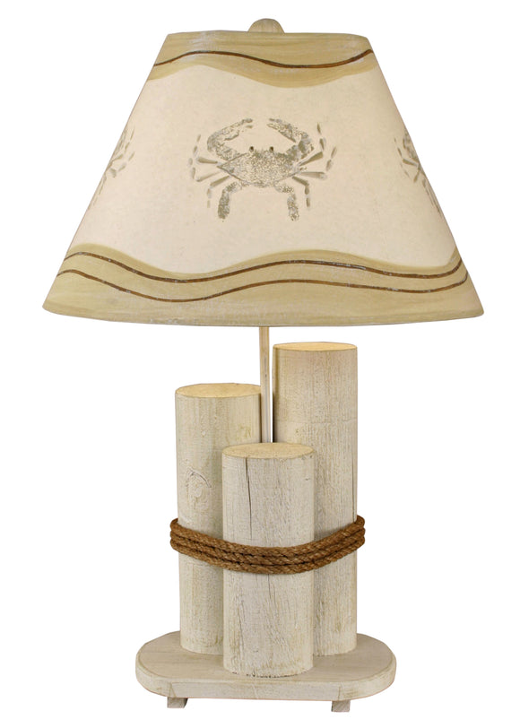 Nude Two Tone Dock Pilings Table Lamp w/ Crab Shade - Coast Lamp Shop