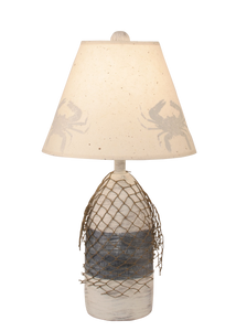 Cottage/Navy Small Buoy w/ Net Accent Lamp- Crab Shade - Coast Lamp Shop
