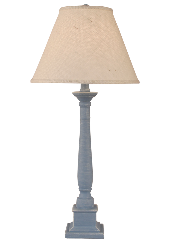 Weathered Wedgewood Blue Square Candlestick Table Lamp - Coast Lamp Shop