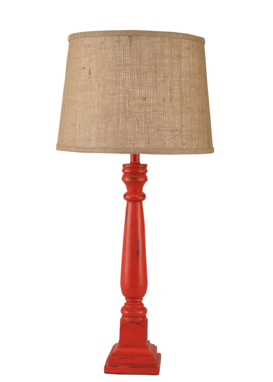 Distressed Classic Red Square Buffet Lamp - Coast Lamp Shop