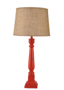 Distressed Classic Red Square Buffet Lamp - Coast Lamp Shop