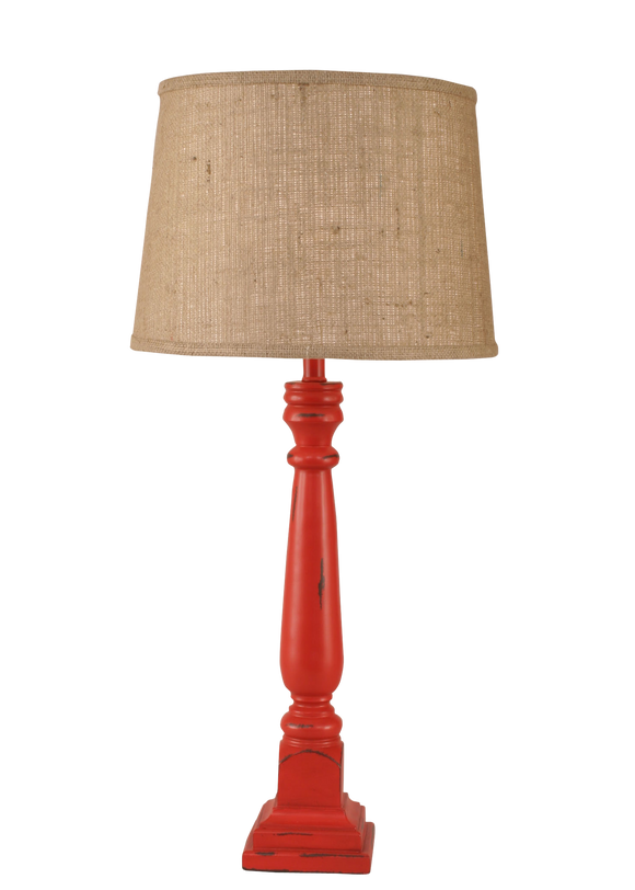 Distressed Classic Red Square Buffet Lamp - Coast Lamp Shop