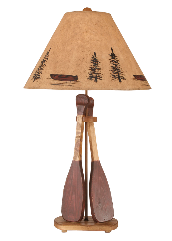 Stain/Red 2 Paddle Table Lamp - Coast Lamp Shop