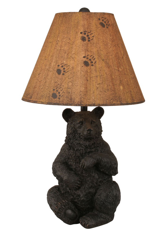Distressed Black Sitting Bear Table Lamp - Coast Lamp Shop