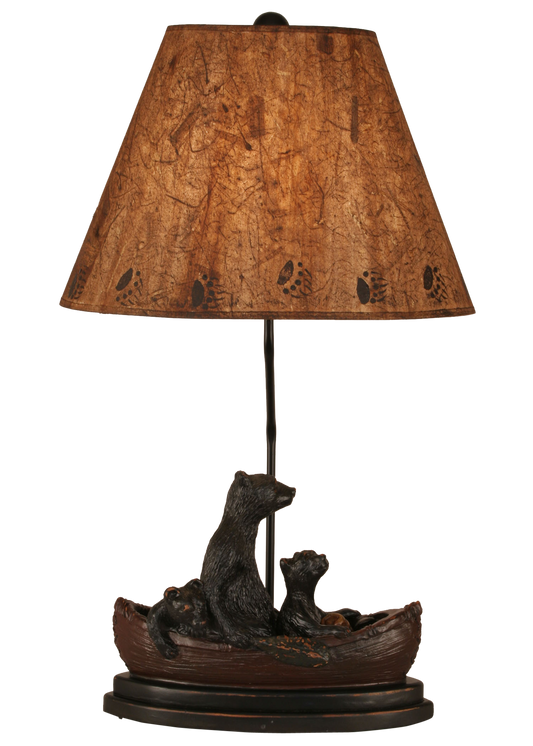Riverwoods Bear Family in Canoe Table Lamp - Coast Lamp Shop