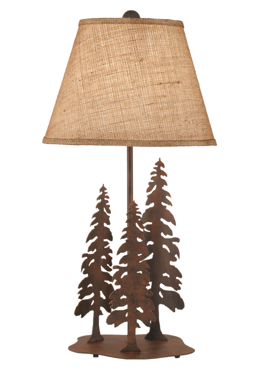 Rust Circle of Trees Table Lamp w/ Burlap Shade - Coast Lamp Shop