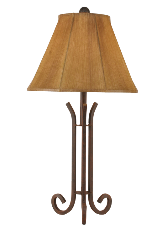 Rust Iron 3 Footed Accent Lamp w/ Faux Leather Shade - Coast Lamp Shop