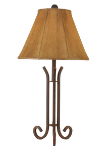 Rust Iron 3 Footed Accent Lamp w/ Faux Leather Shade - Coast Lamp Shop