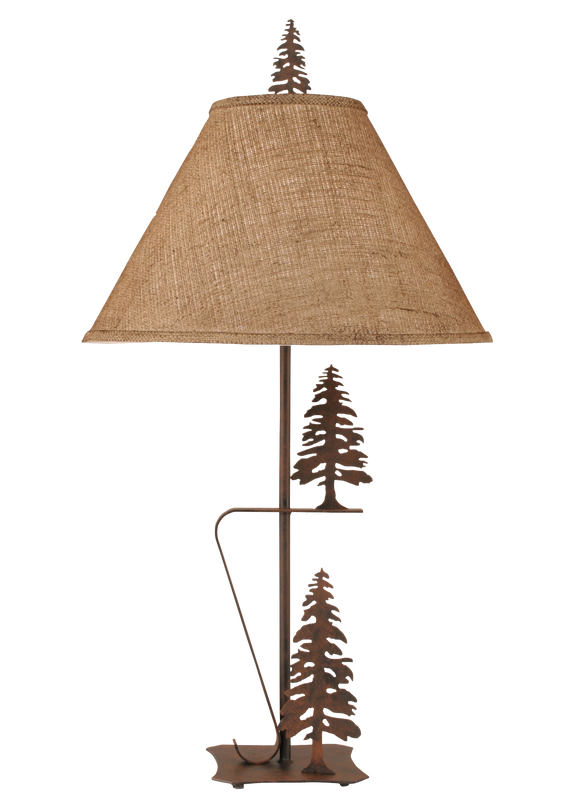Rust 2 Trees Table Lamp w/ Burlap Shade - Coast Lamp Shop