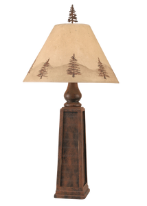 Rust Pyramid Table Lamp w/ Pine Tree Shade - Coast Lamp Shop