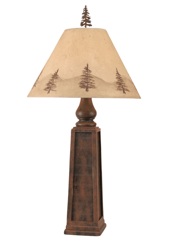 Rust Pyramid Table Lamp w/ Pine Tree Shade - Coast Lamp Shop