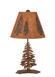 Charred Tree and Elk Accent Lamp - Coast Lamp Shop