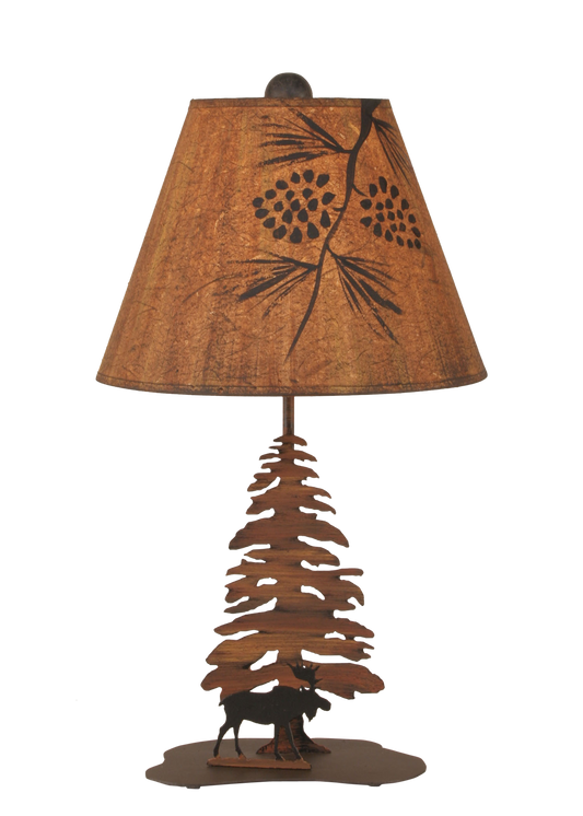 Charred/Black Tree and Moose Accent Lamp - Coast Lamp Shop