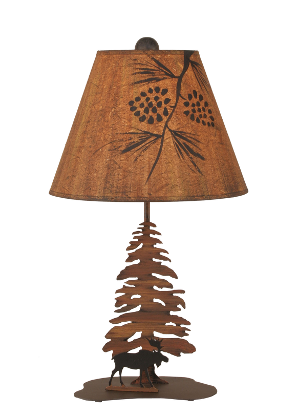 Charred/Black Tree and Moose Accent Lamp - Coast Lamp Shop