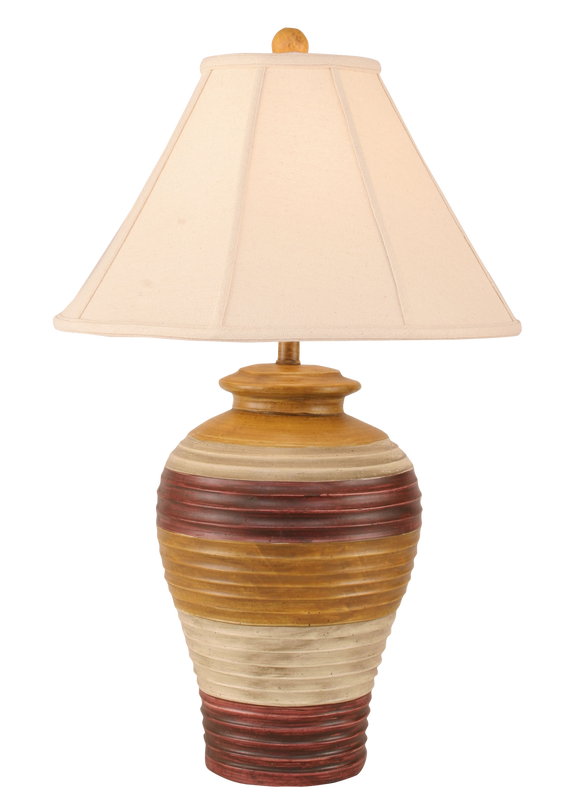 Glaze Chunky Ribbed Table Lamp w/ Linen Shade - Coast Lamp Shop