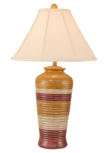 Glaze Tall Ribbed Table Lamp w/ Linen Shade - Coast Lamp Shop