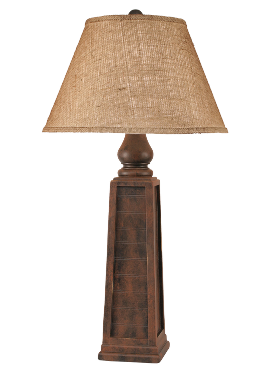 Rust Pyramid Table Lamp w/ Real Pine Cone Accent - Coast Lamp Shop