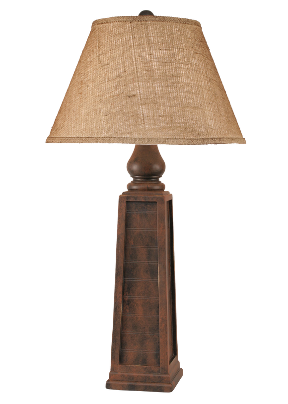 Rust Pyramid Table Lamp w/ Real Pine Cone Accent - Coast Lamp Shop