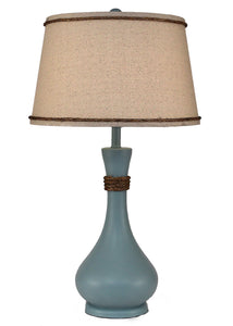Solid Atlantic Grey Smooth Genie Bottle Table Lamp w/ Rope Accent - Coast Lamp Shop