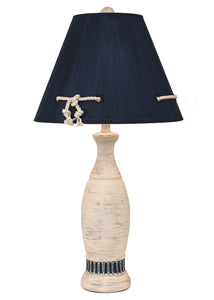 Cottage/Navy Ribbed Pedestal Table Lamp - Coast Lamp Shop