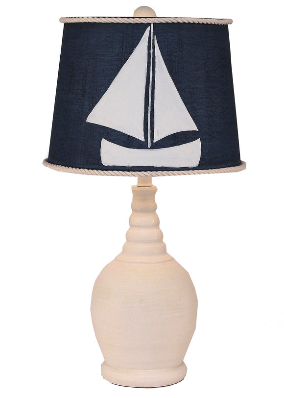 Navy and White Sailboat Accent Lamp - Coast Lamp Shop