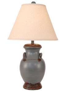 Aged Wedgewood Blue Crock Table Lamp w/ Handles - Coast Lamp Shop