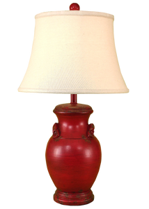 Aged Brick Red Crock Table Lamp w/ Handles - Coast Lamp Shop