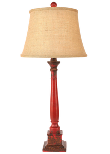Aged Brick Red Square Candlestick Table Lamp - Coast Lamp Shop