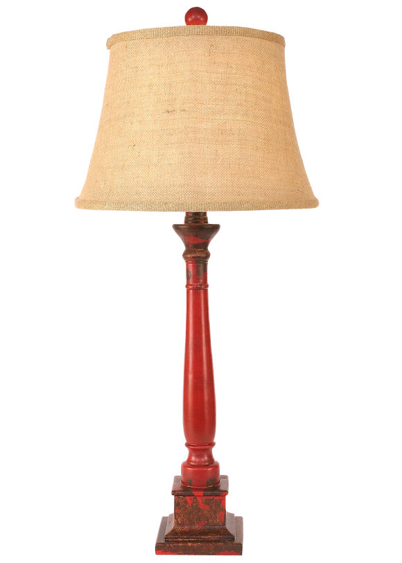 Aged Brick Red Square Candlestick Table Lamp - Coast Lamp Shop
