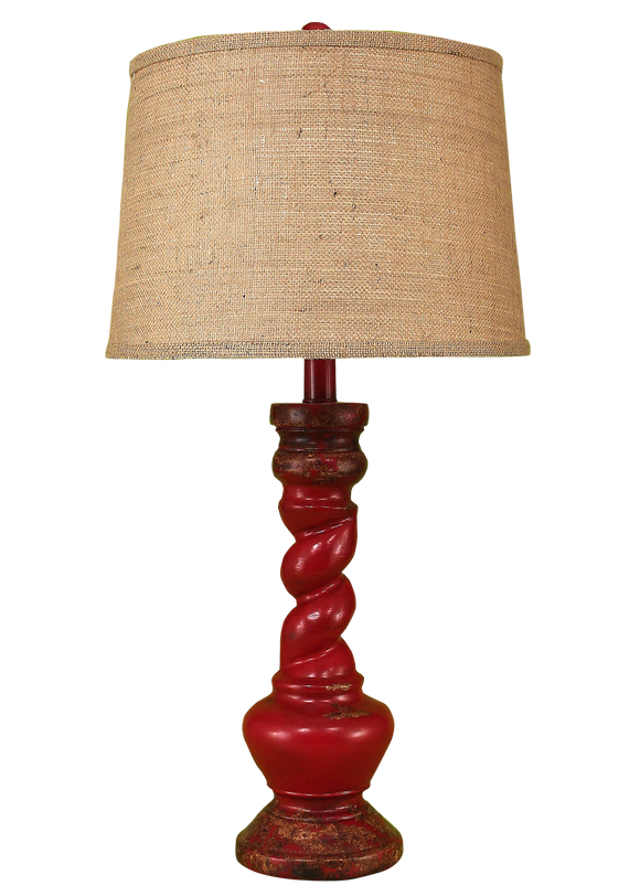Aged Brick Red Country Twist Table Lamp - Coast Lamp Shop
